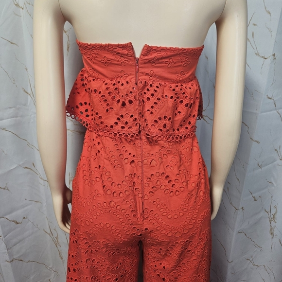 Topshop Red Strapless Jumpsuit with Sweetheart Neckline - Picture 9 of 11